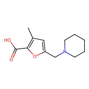 3-Methyl-5-(piperidin-1-ylmethyl)furan-2-carboxylic acid structure