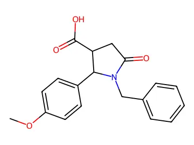 1-Benzyl-2-(4-methoxyphenyl)-5-oxopyrrolidine-3-carboxylic acid structure