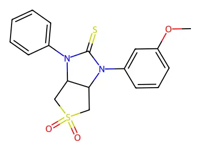 1-(3-methoxyphenyl)-3-phenyltetrahydro-1H-thieno[3,4-d]imidazole-2(3H)-thione 5,5-dioxide structure