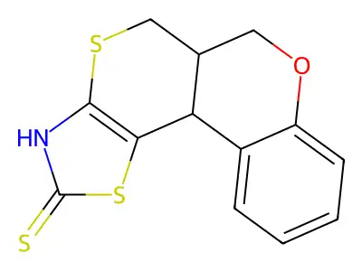5,5a,6,11b-tetrahydrochromeno[4',3':4,5]thiopyrano[2,3-d]thiazole-2(3H)-thione structure