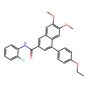 4-(4-ethoxyphenyl)-N-(2-fluorophenyl)-6,7-dimethoxynaphthalene-2-carboxamide structure