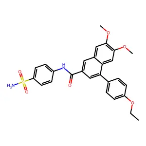 4-(4-ethoxyphenyl)-6,7-dimethoxy-N-(4-sulfamoylphenyl)naphthalene-2-carboxamide structure