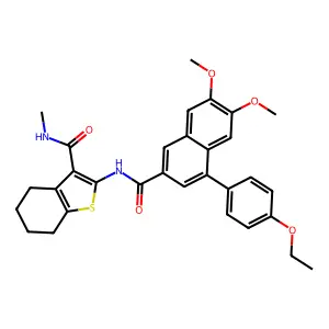 2-({[4-(4-ethoxyphenyl)-6,7-dimethoxynaphthalen-2-yl]carbonyl}amino)-N-methyl-4,5,6,7-tetrahydro-1-benzothiophene-3-carboxamide structure