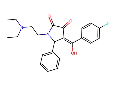 1-(2-diethylaminoethyl)-4-[(4-fluorophenyl)-hydroxy-methylidene]-5-phenyl-pyrrolidine-2,3-dione structure
