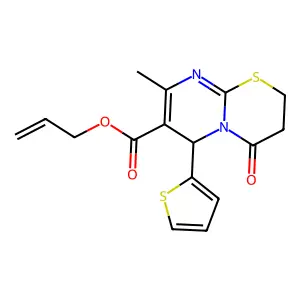 prop-2-enyl 8-methyl-4-oxo-6-thiophen-2-yl-3,6-dihydro-2H-pyrimido[2,1-b][1,3]thiazine-7-carboxylate structure