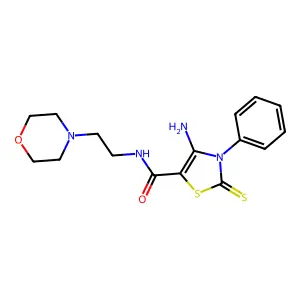4-amino-N-[2-(morpholin-4-yl)ethyl]-3-phenyl-2-thioxo-2,3-dihydro-1,3-thiazole-5-carboxamide structure