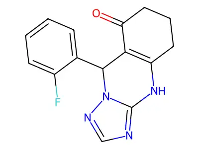 9-(2-fluorophenyl)-5,6,7,9-tetrahydro[1,2,4]triazolo[5,1-b]quinazolin-8(4H)-one structure