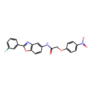 N-[2-(3-fluorophenyl)-1,3-benzoxazol-5-yl]-2-(4-nitrophenoxy)acetamide structure