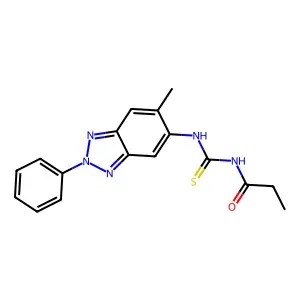 N-[(6-methyl-2-phenylbenzotriazol-5-yl)carbamothioyl]propanamide structure
