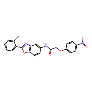 N-[2-(2-bromophenyl)-1,3-benzoxazol-5-yl]-2-(4-nitrophenoxy)acetamide structure