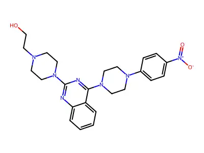2-(4-{4-[4-(4-Nitrophenyl)piperazin-1-yl]quinazolin-2-yl}piperazin-1-yl)ethanol structure