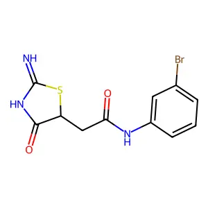 N-(3-bromophenyl)-2-(2-imino-4-oxo-1,3-thiazolidin-5-yl)acetamide structure