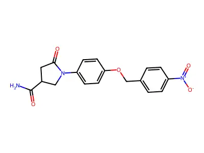 1-{4-[(4-Nitrobenzyl)oxy]phenyl}-5-oxopyrrolidine-3-carboxamide structure