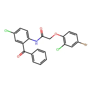 N-(2-benzoyl-4-chlorophenyl)-2-(4-bromo-2-chlorophenoxy)acetamide structure