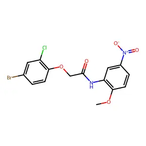 2-(4-bromo-2-chlorophenoxy)-N-(2-methoxy-5-nitrophenyl)acetamide structure