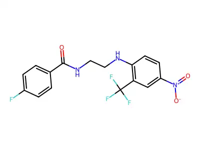 4-fluoro-N-[2-[4-nitro-2-(trifluoromethyl)anilino]ethyl]benzamide structure