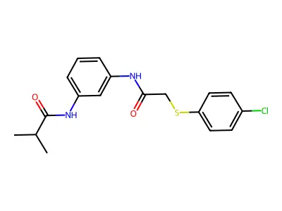 N-[3-[[2-(4-chlorophenyl)sulfanylacetyl]amino]phenyl]-2-methylpropanamide structure