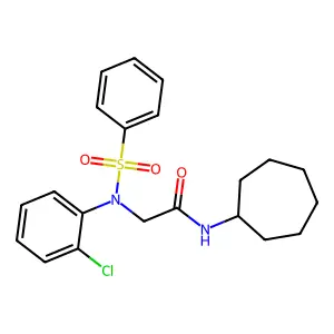 2-[N-(benzenesulfonyl)-2-chloroanilino]-N-cycloheptylacetamide structure