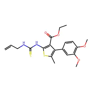 ethyl 2-(3-allylthioureido)-4-(3,4-dimethoxyphenyl)-5-methylthiophene-3-carboxylate structure