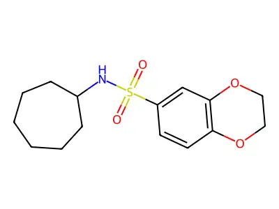 N-cycloheptyl-2,3-dihydro-1,4-benzodioxine-6-sulfonamide structure