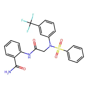 2-[[2-[N-(benzenesulfonyl)-3-(trifluoromethyl)anilino]acetyl]amino]benzamide structure