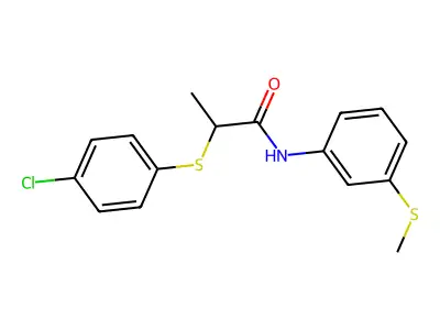 2-(4-chlorophenyl)sulfanyl-N-(3-methylsulfanylphenyl)propanamide structure