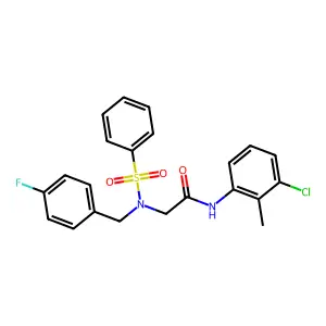 2-[benzenesulfonyl-[(4-fluorophenyl)methyl]amino]-N-(3-chloro-2-methylphenyl)acetamide structure