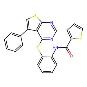 N-[2-(5-phenylthieno[2,3-d]pyrimidin-4-yl)sulfanylphenyl]thiophene-2-carboxamide structure