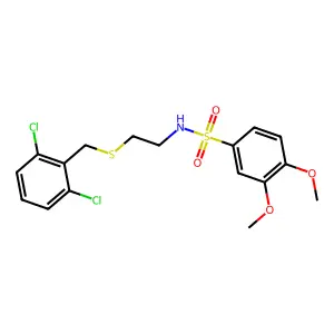 N-{2-[(2,6-dichlorobenzyl)sulfanyl]ethyl}-3,4-dimethoxybenzenesulfonamide structure