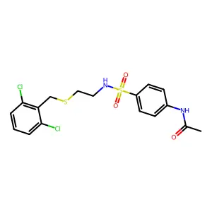 N-[4-[2-[(2,6-dichlorophenyl)methylsulfanyl]ethylsulfamoyl]phenyl]acetamide structure