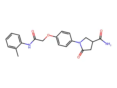1-[4-[2-(2-Methylanilino)-2-oxoethoxy]phenyl]-5-oxopyrrolidine-3-carboxamide structure
