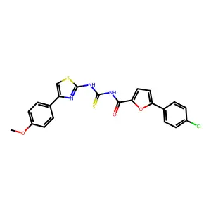 5-(4-chlorophenyl)-N-[[4-(4-methoxyphenyl)-1,3-thiazol-2-yl]carbamothioyl]furan-2-carboxamide structure