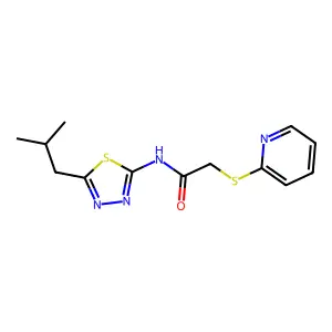 N-[5-(2-methylpropyl)-1,3,4-thiadiazol-2-yl]-2-pyridin-2-ylsulfanylacetamide structure