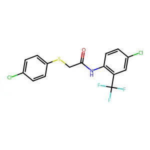 2-(4-chlorophenyl)sulfanyl-N-[4-chloro-2-(trifluoromethyl)phenyl]acetamide structure