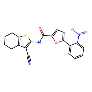 N-(3-cyano-4,5,6,7-tetrahydro-1-benzothiophen-2-yl)-5-(2-nitrophenyl)furan-2-carboxamide structure