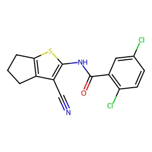 2,5-dichloro-N-(3-cyano-5,6-dihydro-4H-cyclopenta[b]thiophen-2-yl)benzamide structure