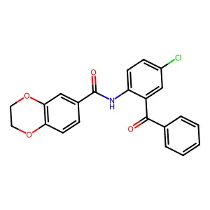 N-(2-benzoyl-4-chlorophenyl)-2,3-dihydro-1,4-benzodioxine-6-carboxamide structure