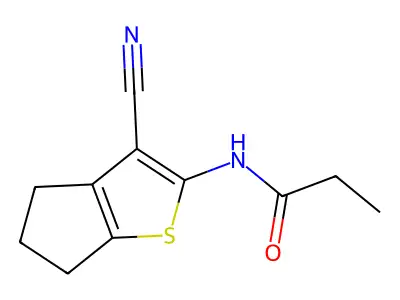 N-(3-cyano-5,6-dihydro-4H-cyclopenta[b]thiophen-2-yl)propanamide structure