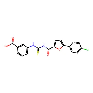 3-[[5-(4-Chlorophenyl)furan-2-carbonyl]carbamothioylamino]benzoic acid structure