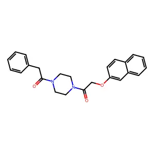 2-Naphthyl 2-oxo-2-[4-(phenylacetyl)-1-piperazinyl]ethyl ether structure
