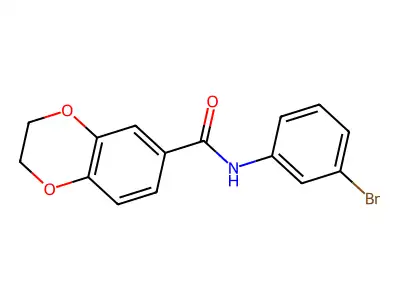 N-(3-bromophenyl)-2,3-dihydro-1,4-benzodioxine-6-carboxamide structure