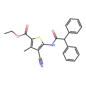 Ethyl 4-cyano-5-(2,2-diphenylacetamido)-3-methylthiophene-2-carboxylate structure