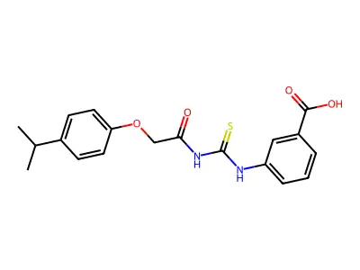 3-[[2-(4-Propan-2-ylphenoxy)acetyl]carbamothioylamino]benzoic acid structure