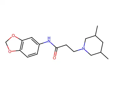 N-(1,3-benzodioxol-5-yl)-3-(3,5-dimethylpiperidin-1-yl)propanamide structure