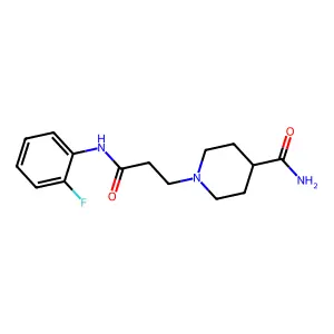1-[3-(2-Fluoroanilino)-3-oxopropyl]piperidine-4-carboxamide structure
