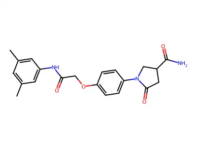 1-[4-[2-(3,5-Dimethylanilino)-2-oxoethoxy]phenyl]-5-oxopyrrolidine-3-carboxamide structure