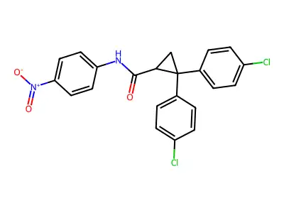 2,2-bis(4-chlorophenyl)-N-(4-nitrophenyl)cyclopropane-1-carboxamide structure