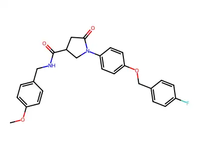 1-[4-[(4-fluorophenyl)methoxy]phenyl]-N-[(4-methoxyphenyl)methyl]-5-oxopyrrolidine-3-carboxamide structure
