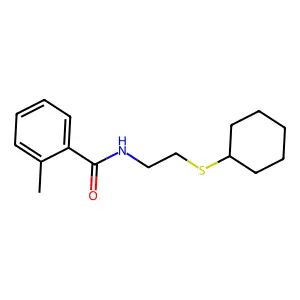 N-(2-cyclohexylsulfanylethyl)-2-methylbenzamide structure