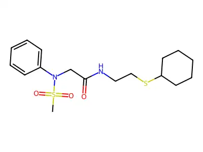 N-(2-cyclohexylsulfanylethyl)-2-(N-methylsulfonylanilino)acetamide structure